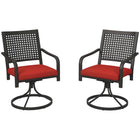 Outsunny Outdoor Patio Swivel Rocker Chairs with Cushion - Red-For two people to relax around the pool together 