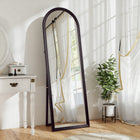 HOMCOM Arched Full Body Mirror - 21" W x 64" H - Brown Wood Grain-Made with HD tempered glass and a shatterproof film for safety 