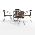 Flash Furniture 23.5" Round Aluminum Indoor-Outdoor Table Set with 4 Dark Brown Rattan Chairs-Round Table