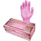Ronco Touch Nitrile Gloves - Pink - Extra Small - 100 Pack-Pink