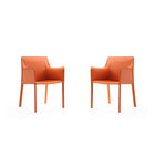 Manhattan Comfort - Lot de 2 fauteuils de salle à manger modernes Paris 21,65 po en similicuir corail-Chaise de salle à manger moderne parfaite pour la salle à manger et le bureau à domicile Lot de 2