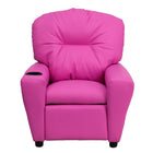 Flash Furniture Contemporary Hot Pink Vinyl Kids Recliner with Cup Holder-Spot clean with damp cloth
