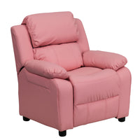 Flash Furniture – Fauteuil en vinyle inclinable pour enfant avec espace de rangement, style contemporain, rose-Fauteuil inclinable taille enfant