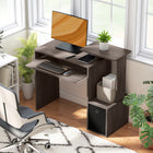 HOMCOM - Bureau d'ordinateur avec plateau à clavier coulissant - 39,25 po L x 15,75 po l x 34 po H - gris-La plateforme supérieure latérale est idéale pour les imprimantes et autres équipements de bureau