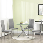 HOMCOM - Chaises de salle à manger avec siège rembourré et pieds en acier - gris - ensemble de 4-Rembourrage épais en mousse et doublure en fausse fourrure pour plus de confort et un entretien facile