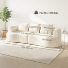 HOMCOM - Canapé 3 places sans armature rembourré en chenille 102 po - blanc crème-Courbes lisses et design minimaliste rehaussant les espaces de vie modernes  
