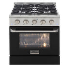 Kucht 30" KNG Series Pro Style Natural Gas Range - Stainless Steel/Black-This 4-burner gas range includes two 15,000 BTU burners and two 9,000 BTU burners