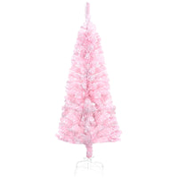 HOMCOM - Sapin de Noël artificiel fin floqué avec base en acier - Rose-Aspect naturel et sain avec une jolie teinte rose 