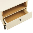 Manhattan Comfort Amara 19.7" Modern Nightstand - Cream/Natural Oak-Features a Sleek Round Black Metal Handle Knob for Ease of Use