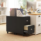HOMCOM 2-Drawer Letter/A4 Filing Cabinet Lockable with Hanging Bars - Black-Modern style with sleek lines complements office decor
