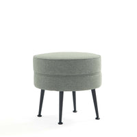 Manhattan Comfort - Bailey pouf capitonné moderne du milieu du siècle de 46 cm en mélange de polyester - vert sauge avec pieds noirs-Ottoman moderne du milieu du siècle parfait pour une utilisation dans le salon