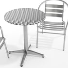 Flash Furniture – Table ronde de 23,5 po en aluminium avec 2 sièges à traverses, intérieur/extérieur (TLH24RD017BCHR2)-Dessus de table lisse en acier inoxydable