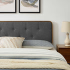 Modway Bridgette Wood Full Platform Bed with Splayed Legs - Walnut Charcoal-Wood Slat Support System