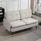 HOMCOM 55" Loveseat Sofa with Tufted Back - Cream White-Linen-touch fabric is breathable and not easy to wrinkle or deform
