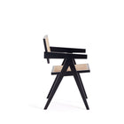 Manhattan Comfort Hamlet 19.67" Industry Chic Dining Arm Chair - Black and Natural Cane-Seat Height Measures: 18.11 in. With Weight Capacity of 275 lb