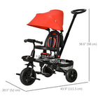 Qaba - Tricycle bébé 4 en 1 avec siège réversible et réglable - rouge-Angle du siège réglable et siège réversible 