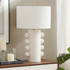 Hudson&Canal - Lampe de table Jurrah 27" en céramique avec abat-jour en tissu - Blanc mat/blanc-Nettoyer avec un chiffon doux et sec, sans produits chimiques agressifs ni produits de nettoyage abrasifs