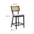 Modway Caledonia Wood Counter Stools - Black White - Set of 2-Elm Wood Frame