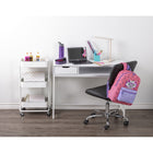 Simply Writing Desk - White-White MDF desktop with sturdy metal frame