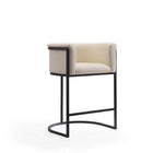 Manhattan Comfort - Cosmopolitan tabouret de comptoir moderne du milieu du siècle de 23,7 po en similicuir crème et noir, lot de 2-Conception ouverte en demi-cercle avec finition arrière serrée