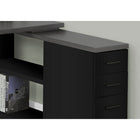 Monarch Specialties 7433 Computer Desk - Black/Grey Top Left/Right Facing Corner-Durably designed for daily use with an easy to clean top in a chic black and grey laminate finished on all sides, and a black metal base with floor protectors included, creating a functional workspace for a laptop, studying, or writing.