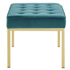 Modway - Loft Médium à jambe en acier inoxydable doré Performance Velvet Banc - Sarcelle dorée-Pieds en acier inoxydable doré