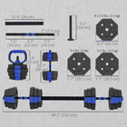 Soozier 4-in-1 Adjustable Dumbbell Set - 55 lb Free Weights Set - Blue-Plastic surface is tough, odourless and rust-resistant 