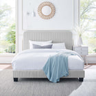 Modway Celine Channel Tufted Performance Velvet Twin Platform Bed - Light Grey-Solid Wood Legs