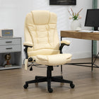HOMCOM Faux Leather Executive Heated Massage Office Chair - Beige-6 heating and vibrating points for 2 high back, 2 waist and 2 thigh with heating function and swing function