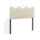 Modway Athena Striped Fabric Upholstered Full Size Headboard - Oatmeal Stripe-Scalloped Wave Design