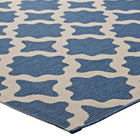 Modway Cerelia Moroccan Trellis Indoor/Outdoor Area Rug - 9 ft W x 12 ft L - Blue/Beige-High Density / Machine-Woven