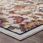 Modway - Entourage Treillis floral vintage Azami Vieilli Tapis de comédie 8 pi l x 10 pi L - Ivoire Bleu Orange Jaune Rouge-Polypropylène 100% Frise