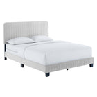 Modway Celine Channel Tufted Performance Velvet Twin Bed - Light Grey-Channel Tufted Headboard
