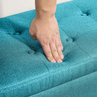 HOMCOM Storage Bench with Flip Top Ottoman - Green-Material: Linen-touch Polyester Fabric, Rubberwood