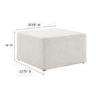 Modway Callum Large 28" Square Woven Heathered Fabric Upholstered Ottoman - Heathered Weave/Ivory-Dense Foam Padding