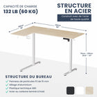 MotionGrey - Bureau assis-debout électrique en L réversible Ergo Pro, 59 po de largeur - Brun clair / blanc-Supporte jusqu’à 132 lb grâce à une structure en acier robuste et offre un réglage en hauteur fluide et silencieux (moins de 50 dB) pour un environnement sans distraction