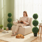HOMCOM - Arbres topiaires artificiels en buis 3,3 pi - vert - lot de 2-Matériau : PE, PP, Ciment 