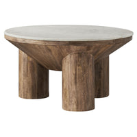 Modway Ellison 33" Round Wood Coffee Table With Marble Top - Walnut-33-Inch Round Coffee Table