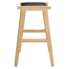 Modway - Saoirse Tabouret de comptoir en corde tissée en bois - Noir naturel - Ensemble de 2-7
