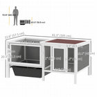PawHut Wooden Rabbit Hutch with Openable Top - Grey-Features a deep pull-out tray and openable roof for effortless cleaning 