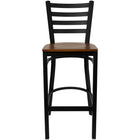 Flash Furniture - Tabouret de restaurant de la série HERCULES en métal noir avec dossier échelle - siège en bois de cerisier-Deux barres d'appui courbées