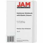 JAM Paper Hardcover Medium Journal Notebook with Elastic - 100 Lined Sheets - 5" x 7" - White-Size: Medium (5 x 7 inches) | Fits easily in bags, backpacks, and brief cases.