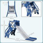 Qaba - Toboggan 3 en 1 pour tout-petit d’intérieur avec panier de basket, grimpeur - bleu-Fabriqué en matériau PE sûr avec une texture antidérapante pour une sécurité et une stabilité accrues 