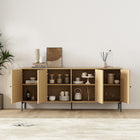Manhattan Comfort Magnolia 70.9" Modern Sideboard - Natural Oak-Black Metal Legs for Design and Durability