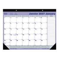 Blueline 2027 Monthly Desk Pad Calendar - 21-1/4" x 16" - Bilingual-12 Months, January to December
