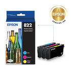 Epson T822 Ink Cartridge Combo Pack - Standard Capacity - Cyan/Magenta/Yellow-Worry-free handling - smudge, fade and water resistant prints 