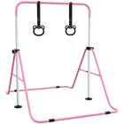 Qaba Kids Foldable Horizontal Gymnastics Bar - Pink-Stable triangular structure reduces risk of tipping during use 