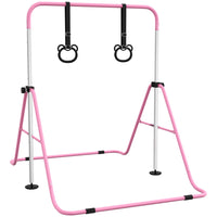 Qaba Kids Foldable Horizontal Gymnastics Bar - Pink-Stable triangular structure reduces risk of tipping during use 