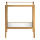 Hudson&Canal Hera 20"W Square Side Table with Mirror Shelf - Brass-Features a tempered glass top and shelf