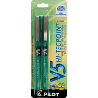 Pilot Hi-Tecpoint V5 Roller Pens – Green – 2 Pack  -Innovative liquid ink technology for exeptionally smooth writing